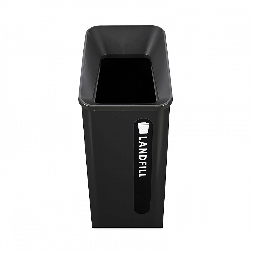 Sustain Decorative Refuse with Recycling Lid, 15 gal, Metal/Plastic, Black (2078967)