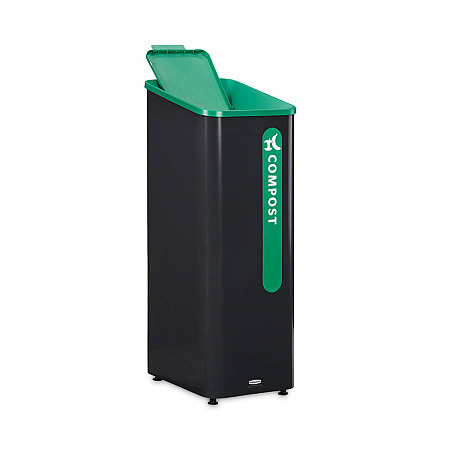 Sustain Decorative Refuse with Recycling Lid, 15 gal, Metal/Plastic, Black/Green (2078991)