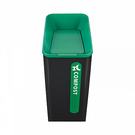 Sustain Decorative Refuse with Recycling Lid, 15 gal, Metal/Plastic, Black/Green (2078991)