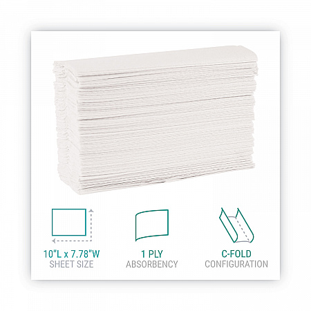 C-Fold Paper Towels, 1-Ply, 10.2 x 13.25, White, 200 Towels/Pack, 12 Packs/Carton (101)