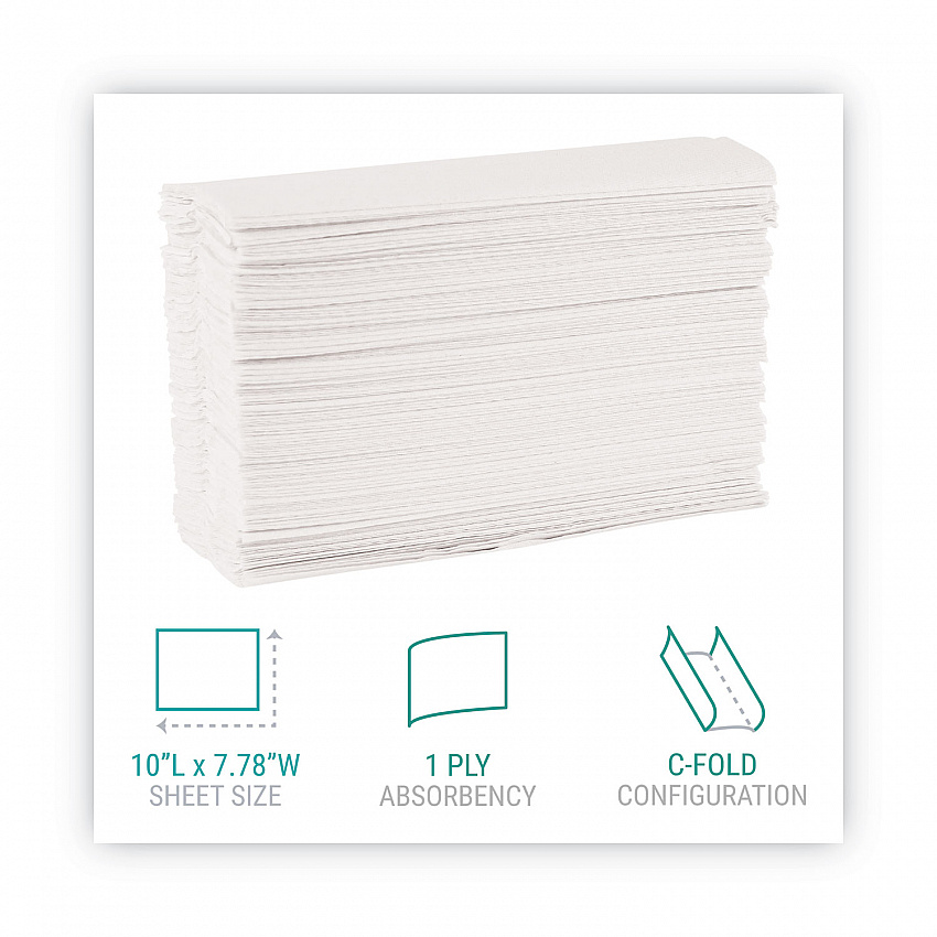 C-Fold Paper Towels, 1-Ply, 10.2 x 13.25, White, 200 Towels/Pack, 12 Packs/Carton (101)