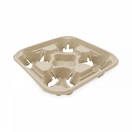 Cup Carrier Tray, 8 oz to 32 oz, Four Cups, Kraft, 300/Carton (4CUPCARRIER)