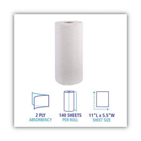 Boardwalk Kitchen Roll Towel Office Pack, 2-Ply, White, 5.5"x11",140/Roll,12/Ct (6280)