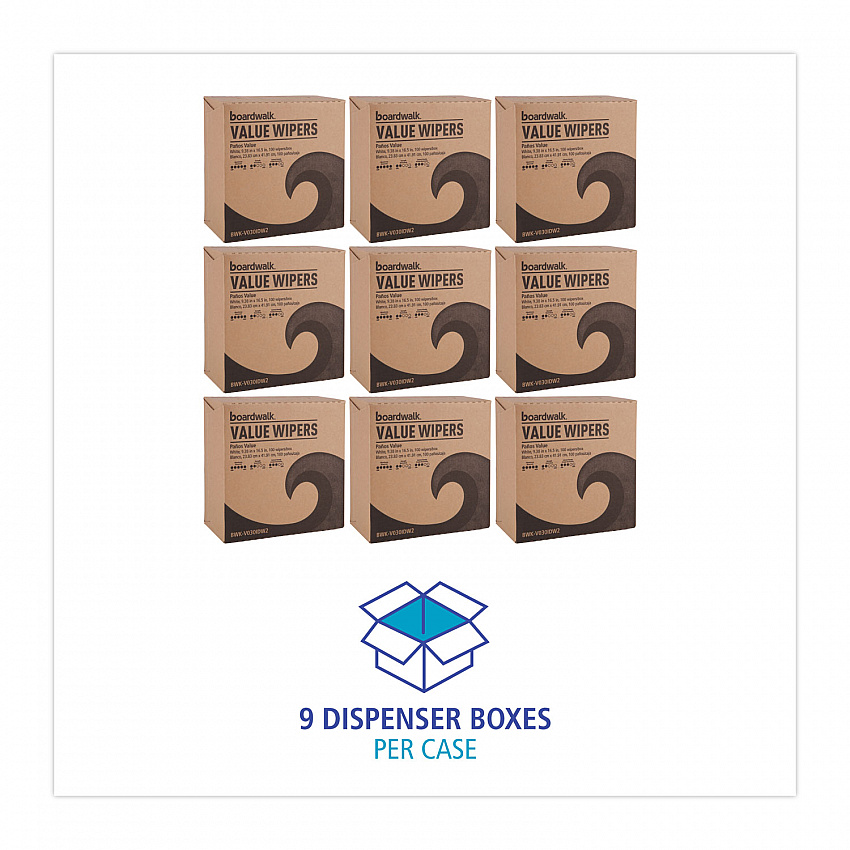 DRC Wipers, 9.33 x 16.5, White, 100 Dispenser Packs, 9 Dispenser Packs/Carton (V030IDW2)