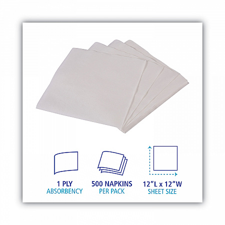 1/4-Fold Lunch Napkins, 1-Ply, 11.8 x 11.2, White, 6,000/Carton (8310W)