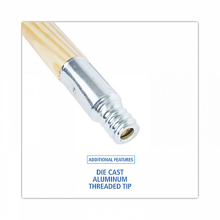 Metal Tip Threaded Hardwood Broom Handle, 0.94