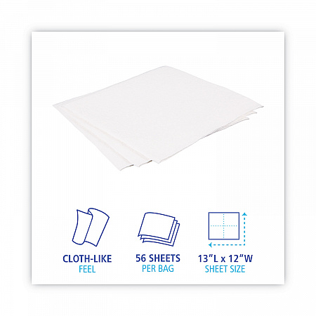 DRC Wipers, 12 x 13, White, 56 Bag, 18 Bags/Carton (V040QPW)