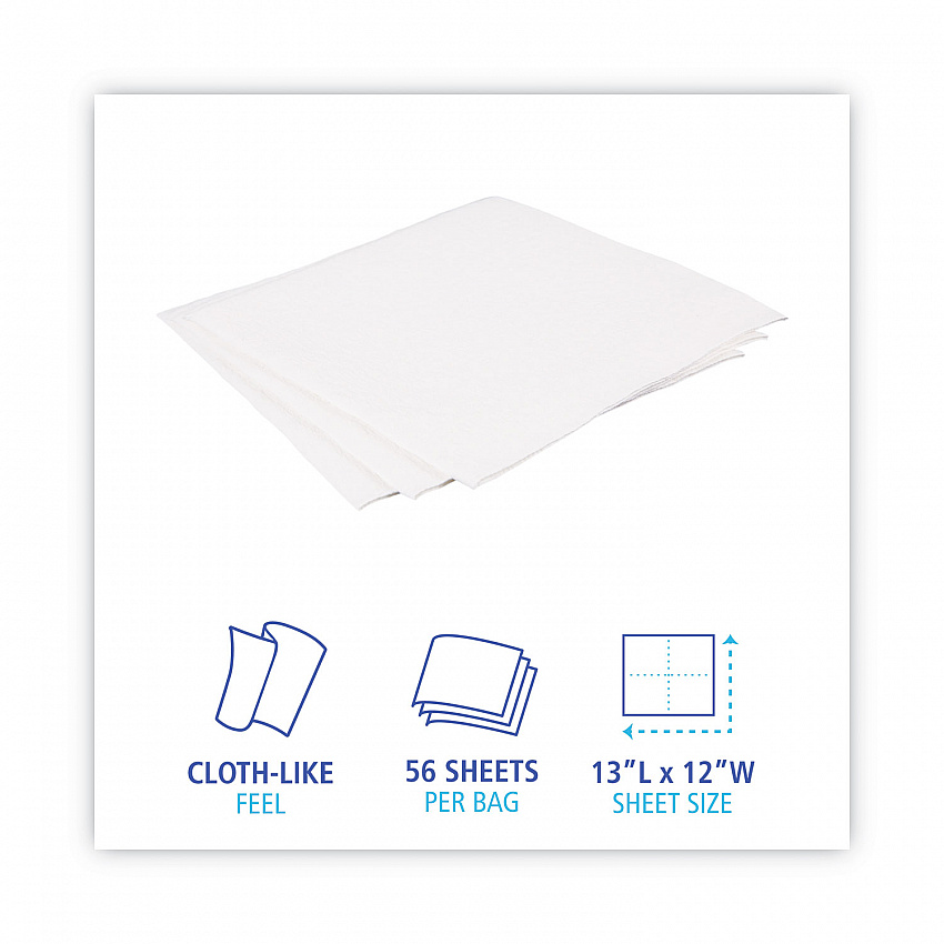 DRC Wipers, 12 x 13, White, 56 Bag, 18 Bags/Carton (V040QPW)