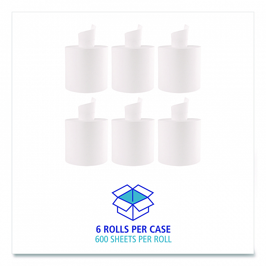 Center-Pull Roll Towels, 2-Ply, 10 x 7.6, White, 600/Roll, 6/Carton (410322)
