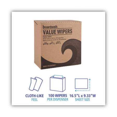 Boardwalk DRC Wipers, White, 9 1/3 x 16 1/2, 9 Dispensers of 100, 900/Carton (V030IDW2)