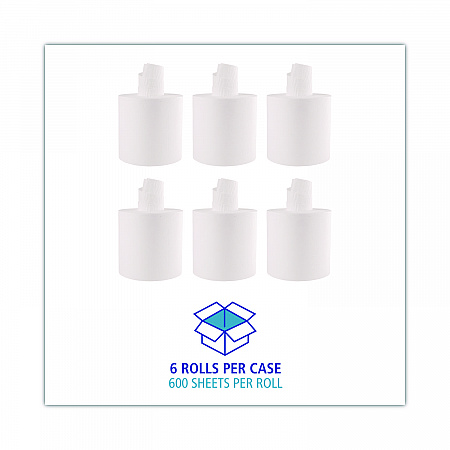Center-Pull Roll Towels, 2-Ply, 7.6 x 8.9, White, 600/Roll, 6/Carton (410321)