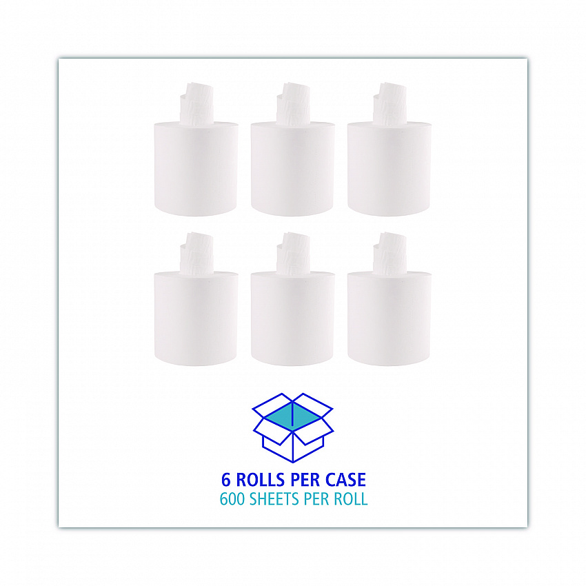 Center-Pull Roll Towels, 2-Ply, 7.6 x 8.9, White, 600/Roll, 6/Carton (410321)