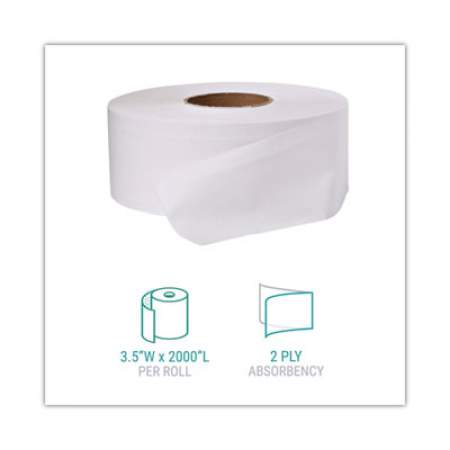 Windsoft Jumbo Roll Bath Tissue, Septic Safe, 2 Ply, White, 3.5" x 2,000 ft, 6 Rolls/Carton (203)