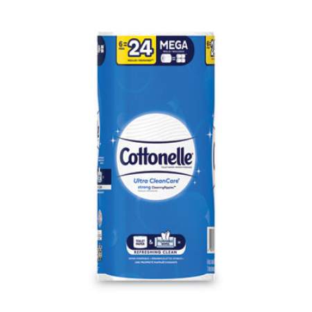 Cottonelle Ultra CleanCare Toilet Paper, Strong Tissue, Mega Rolls, Septic Safe, 1-Ply, White, 340 Sheets/Roll, 6 Rolls/Pack, 6 Packs/CT (47747)