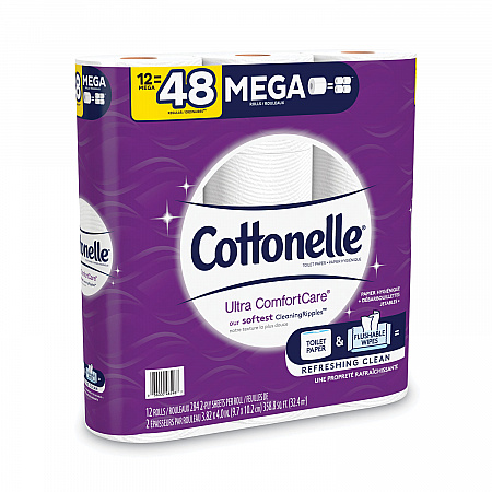Ultra ComfortCare Toilet Paper, Soft Bath Tissue, Mega Rolls, Septic Safe, 2-Ply, White, 284 Sheets/Roll, 12 Rolls/Pack (48596PK)