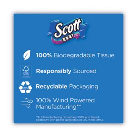 Scott 1000 Bathroom Tissue, Septic Safe, 1-Ply, White, 1000 Sheet/Roll, 20/Pack (20032)