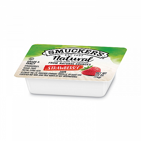 Smuckers 1/2 Ounce Natural Jam, Strawberry, 0.5 oz Container, 200/Carton (8201)