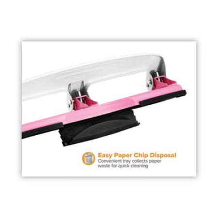 Bostitch 12-Sheet EZ Squeeze InCourage Three-Hole Punch, 9/32" Holes, Pink (2188)