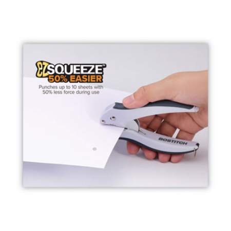 Bostitch 10-Sheet EZ Squeeze One-Hole Punch, 1/4" Hole, Gray (2402)