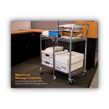 Bostitch Stowaway Folding Carts, 2 Shelves, 35w x 37.25d x 22h, Chrome, 250 lb Capacity (BSACLGCR)