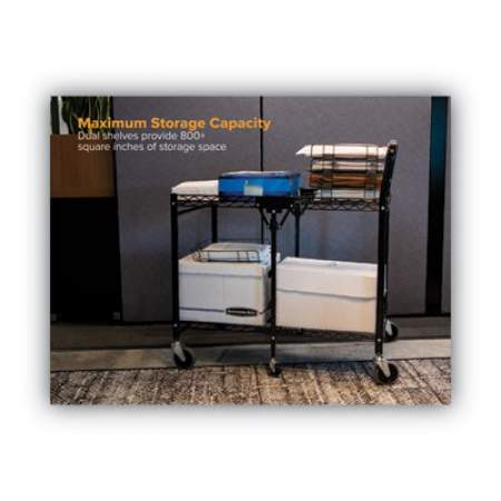 Bostitch Stowaway Folding Carts, 2 Shelves, 35w x 37.25d x 22h, Black, 250 lb Capacity (BSACLGBLK)