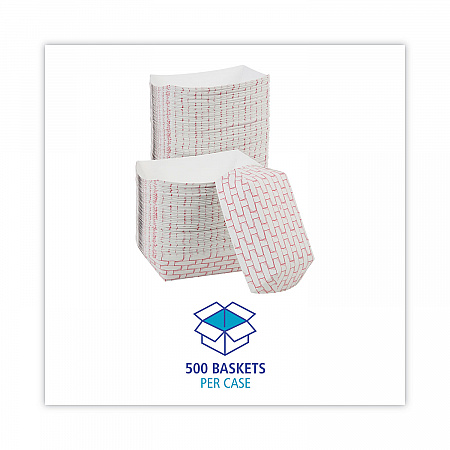 Paper Food Baskets, 2.5 lb Capacity, Red/White, 500/Carton (30LAG250)