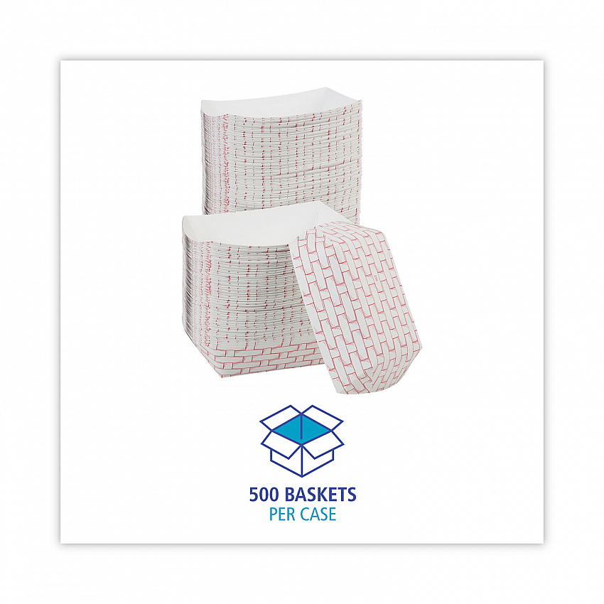 Paper Food Baskets, 2.5 lb Capacity, Red/White, 500/Carton (30LAG250)