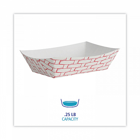 Paper Food Baskets, 0.25 lb Capacity, 2.69 x 4 x 1.05, Red/White, 1,000/Carton (30LAG025)