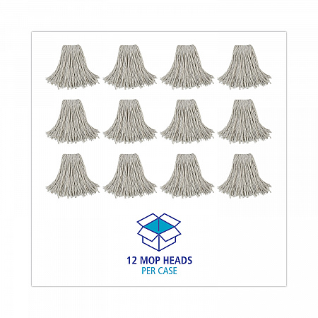 Cut-End Wet Mop Head, Cotton, #24, White 12/Carton (2024CCT)