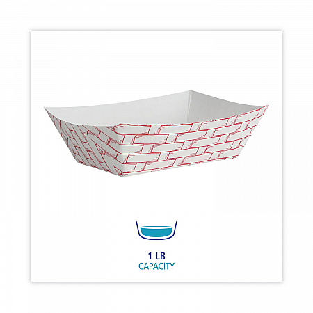 Paper Food Baskets, 1 lb Capacity, Red/White, 1,000/Carton (30LAG100)