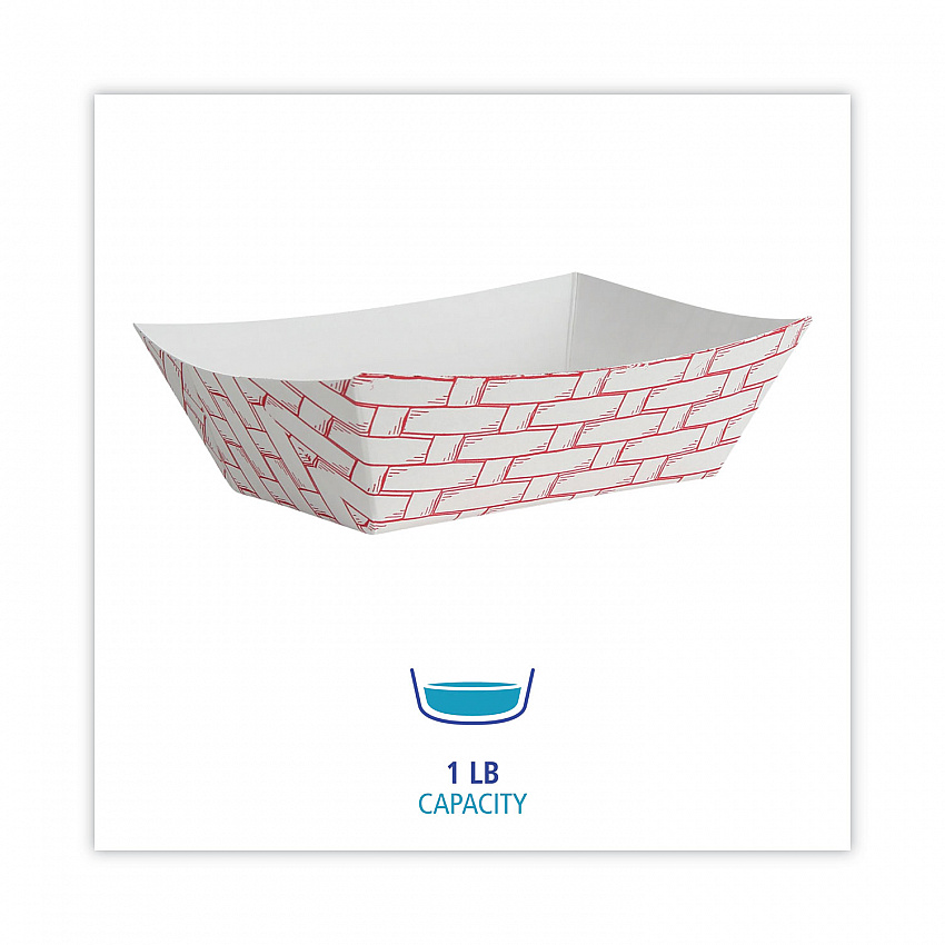 Paper Food Baskets, 1 lb Capacity, Red/White, 1,000/Carton (30LAG100)