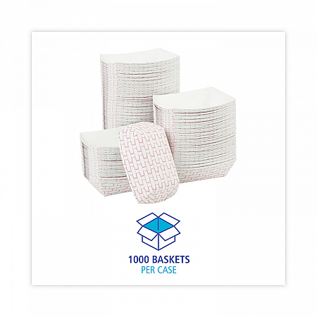 Paper Food Baskets, 0.5 lb Capacity, Red/White, 1,000/Carton (30LAG050)
