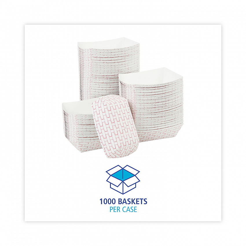 Paper Food Baskets, 0.5 lb Capacity, Red/White, 1,000/Carton (30LAG050)