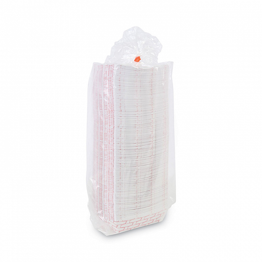 Paper Food Baskets, 2 lb Capacity, Red/White, 1,000/Carton (30LAG200)