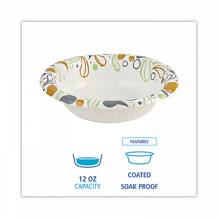 Deerfield Printed Paper Bowl, 12 oz, Coated/Soak Proof, Multicolor, 125/Pack, 8 Packs/Carton (DEER12BOWL)