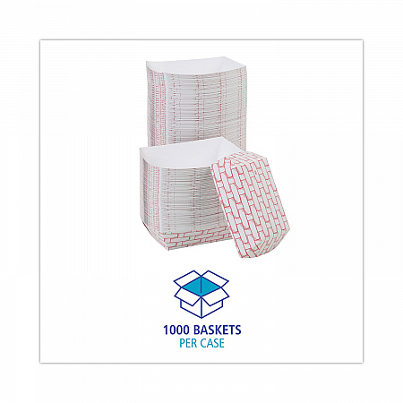 Paper Food Baskets, 2 lb Capacity, Red/White, 1,000/Carton (30LAG200)