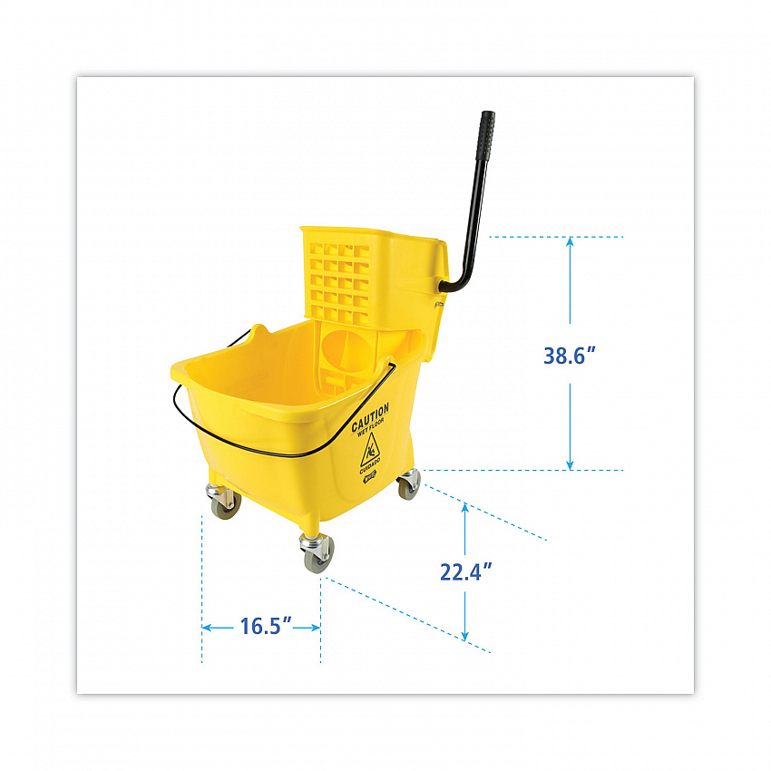 Pro-Pac Side-Squeeze Wringer/Bucket Combo, 35 qt, Yellow/Silver (2635COMBOYEL)