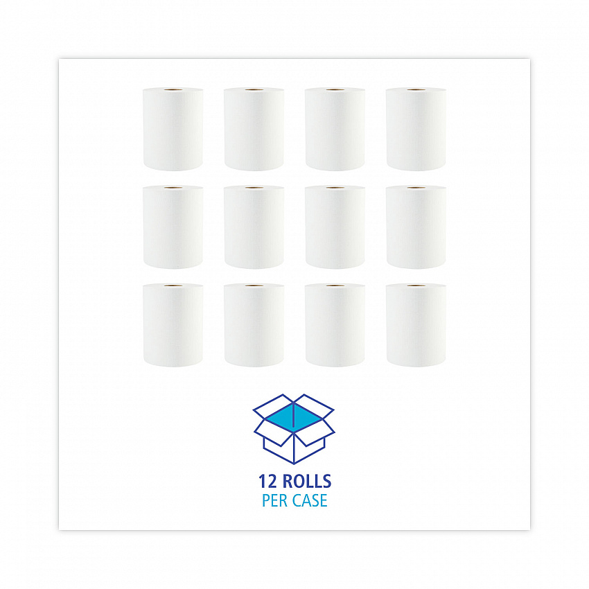 Hardwound Paper Towels, 1-Ply, 8" x 600 ft, White, 2" Core, 12 Rolls/Carton (6261B)