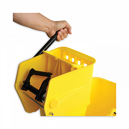 Pro-Pac Side-Squeeze Wringer/Bucket Combo, 35 qt, Yellow/Silver (2635COMBOYEL)