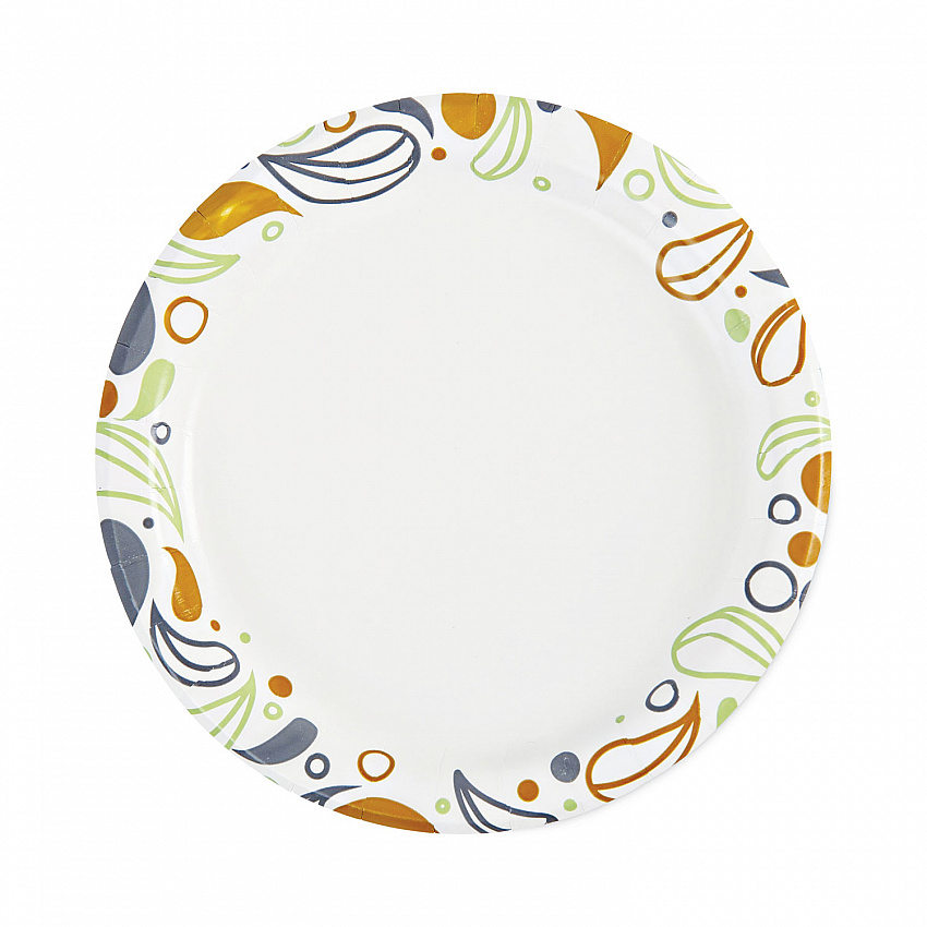 Deerfield Printed Paper Plates, 6" dia, Coated/Soak Proof, White/Yellow/Green/Purple, 250/Pack, 4 Packs/Carton (DEER6PLT)