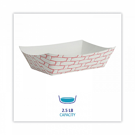 Paper Food Baskets, 2.5 lb Capacity, Red/White, 500/Carton (30LAG250)