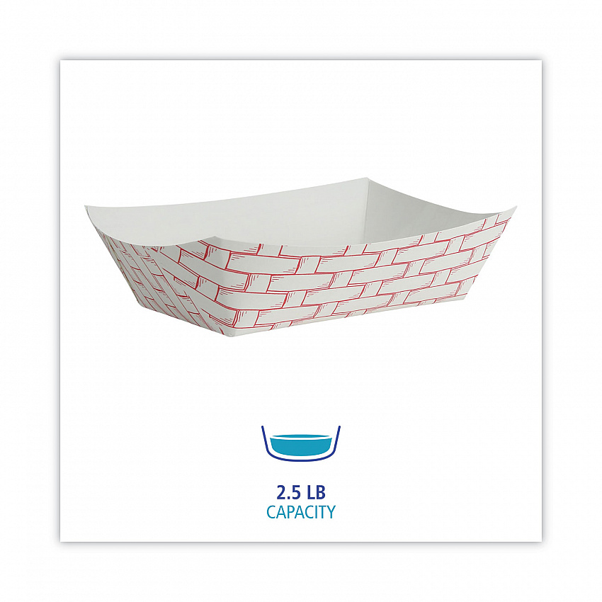 Paper Food Baskets, 2.5 lb Capacity, Red/White, 500/Carton (30LAG250)
