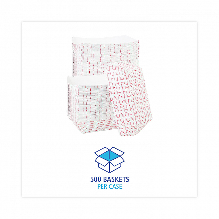 Paper Food Baskets, 5 lb Capacity, Red/White, 500/Carton (30LAG500)