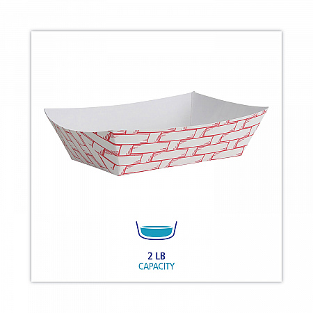 Paper Food Baskets, 2 lb Capacity, Red/White, 1,000/Carton (30LAG200)
