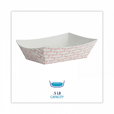 Paper Food Baskets, 0.5 lb Capacity, Red/White, 1,000/Carton (30LAG050)