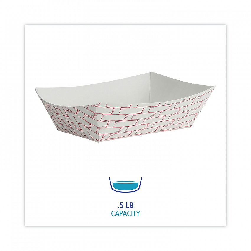 Paper Food Baskets, 0.5 lb Capacity, Red/White, 1,000/Carton (30LAG050)