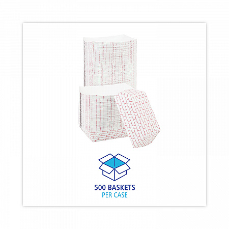 Paper Food Baskets, 3 lb Capacity, Red/White, 500/Carton (30LAG300)