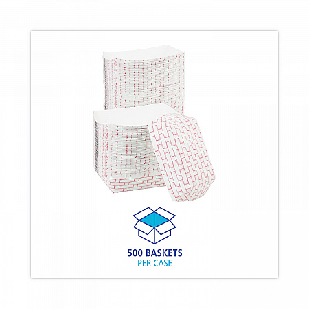 Paper Food Baskets, 1 lb Capacity, Red/White, 1,000/Carton (30LAG100)