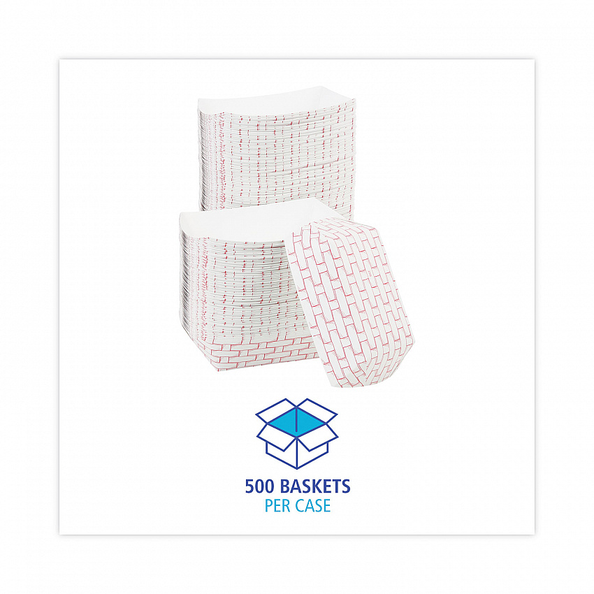 Paper Food Baskets, 1 lb Capacity, Red/White, 1,000/Carton (30LAG100)