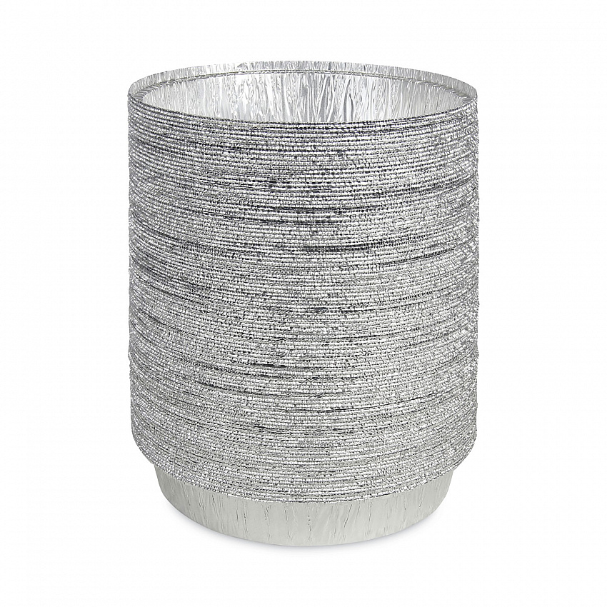 Round Aluminum To-Go Containers, 300 Gauge, 48 oz, 9" Diameter x 1.66" h, Silver, 500/Carton (ROUND9)